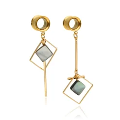 Tunele złote ozdobne długie - para - PT-045