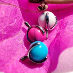 Tytanowa nakrętka - różowy Howlit - srebrna - TNA-020