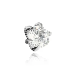 Tytanowa nakrętka biała cyrkonia w szponach smoka - srebrny - TNA-097