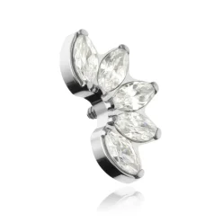 Tytanowa nakrętka cluster z białymi cyrkoniami - srebrna - TNA-054