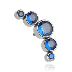 Tytanowa nakrętka cluster z granatowymi cyrkoniami - srebrna - TNA-033