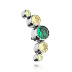 Tytanowa nakrętka cluster z zielonymi cyrkoniami - srebrny - TNA-197