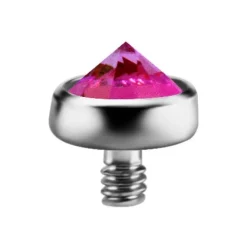 Tytanowa nakrętka Dermal różowa opalizująca Premium Zirconia - TNA-058