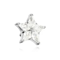 Tytanowa nakrętka gwiazda z białą cyrkonią - srebrna - TNA-120