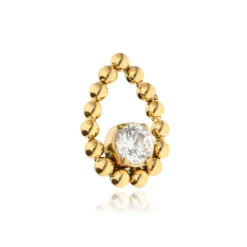 Tytanowa nakrętka kropla złota - biała cyrkonia- TNA-065