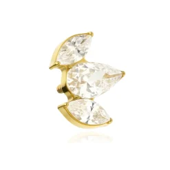 Tytanowa nakrętka z białymi cyrkoniami - złota - TNA-121