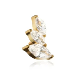 Tytanowa nakrętka z białymi cyrkoniami prawa -złota - TNA-134