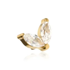 Tytanowa nakrętka z białymi cyrkoniami - złoty - TNA-104