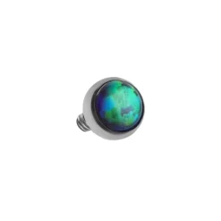 Tytanowa nakrętka z ciemnozielonym opalem OP13 - TNA-018