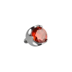 Tytanowa nakrętka z czerwoną cyrkonią - srebrny - TNA-117