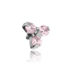 Tytanowa nakrętka z jasnoróżowymi cyrkoniami - srebrna - TNA-067