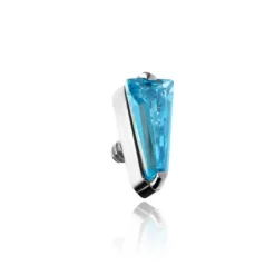 Tytanowa nakrętka z niebieską cyrkonią - srebrny - TNA-194