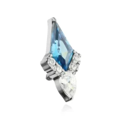 Tytanowa nakrętka z niebieską i białymi cyrkoniami - srebrna - TNA-010