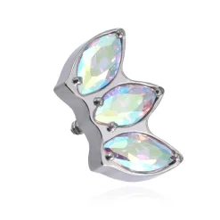 Tytanowa nakrętka z opalizującymi cyrkoniami - srebrna - TNA-081