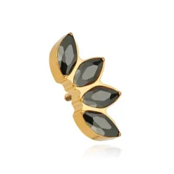 Tytanowa nakrętka złota z czarnymi cyrkoniami - TNA-076