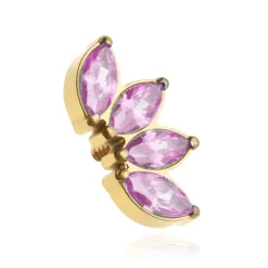 Tytanowa nakrętka złota z różowymi cyrkoniami - TNA-076