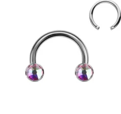 Tytanowa podkowa kolorowa cyrkonia - TKP-005