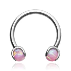 Tytanowa podkowa srebrna z opalem jasnofioletowym - TKP-004
