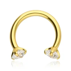 Tytanowa podkowa z białymi cyrkoniami - złota - TKP-003