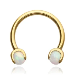 Tytanowa podkowa złota z opalem jasnoniebieskim - OP17 - TKP-004