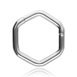 Tytanowe kółko clicker heksagon - srebrny - TK-068
