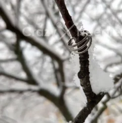 Tytanowe kółko CLICKER z białymi cyrkoniami - srebrny - TK-038