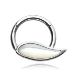 Tytanowe kółko clicker z białą ozdobą - TK-030