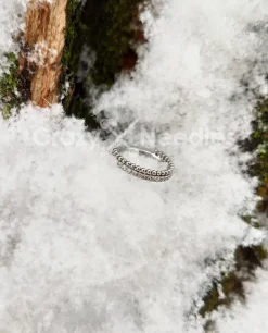 Tytanowe kółko clicker z białymi cyrkoniami i mini kuleczkami - srebrny - TK-041