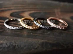 Tytanowe kółko CLICKER z białymi cyrkoniami - srebrny - TK-023