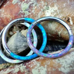 Tytanowe kółko CLICKER z opalem - OP38 - TK-029