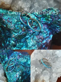 Tytanowe kółko ozdobne CLICKER z opalem - OP 05 - TK-003