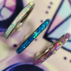 Tytanowe kółko ozdobne CLICKER z opalem - OP 05 - TK-003