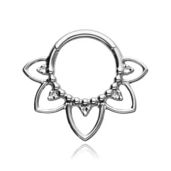 Tytanowy kolczyk clicker mandala - srebrny - TK-090