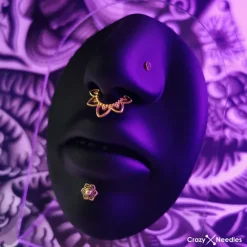 Tytanowy kolczyk clicker mandala - złoty - TK-090