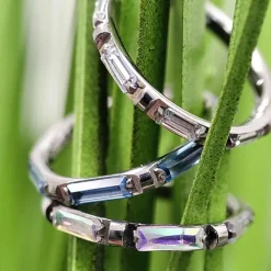 Tytanowy kolczyk clicker kółko z białymi cyrkoniami - srebrny - TK-002