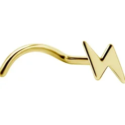 Tytanowy kolczyk do nosa - złota błyskawica - TN-019