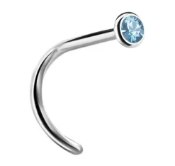 Tytanowy kolczyk do nosa z niebieską cyrkonią - TN-011