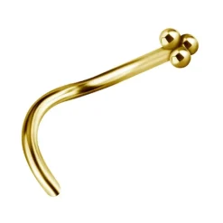 Tytanowy kolczyk do nosa ozdobny - złoty - TN-012
