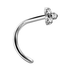 Tytanowy kolczyk do nosa Premium Zirconia z białą cyrkonią - TN-017