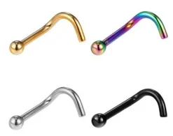 Tytanowy kolczyk do nosa czarny - TN-001