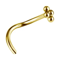 Tytanowy kolczyk do nosa ozdobny - złoty - TN-035