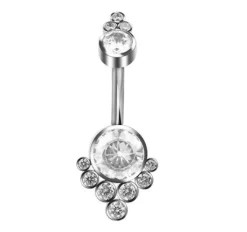 Tytanowy kolczyk do pępka biały - TPP-020