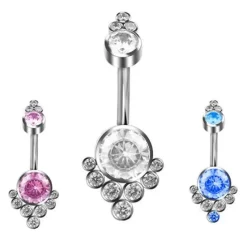 Tytanowy kolczyk do pępka biały - TPP-020