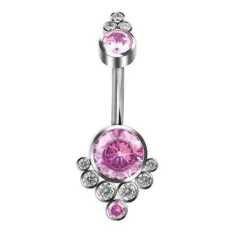 Tytanowy kolczyk do pępka różowy - TPP-020