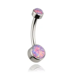 Tytanowy kolczyk do pępka z fioletowym opalem - TPP-024