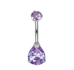 Tytanowy kolczyk do pępka ozdobny fioletowy - TPP-015