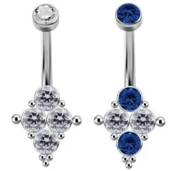 Tytanowy kolczyk do pępka - Premium Zirconia biała - TPP-023