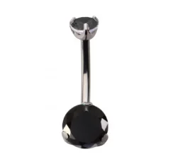Tytanowy kolczyk do pępka z czarną cyrkonią - TPP-014