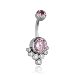 Tytanowy kolczyk do pępka różowy - TPP-022