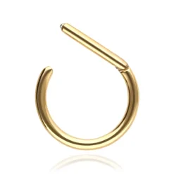 Tytanowy kolczyk D-ring - złoty - TK-009